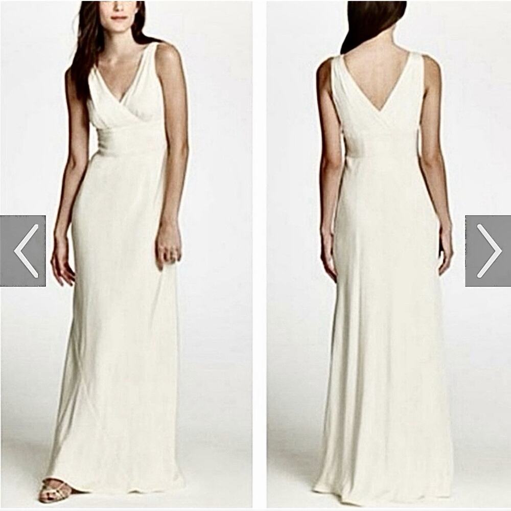 J Crew Sophia Ivory Tricotine Silk Long Dress Simple Elegant Wedding Gown 10 NWT